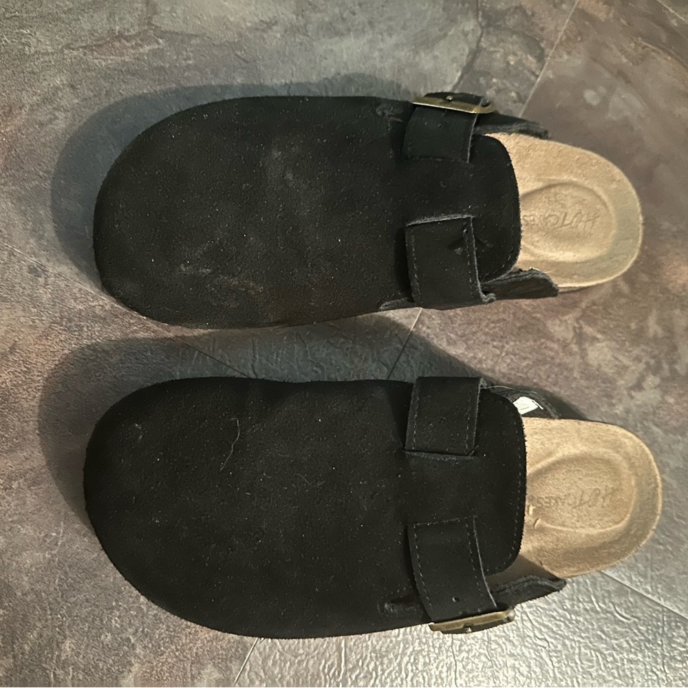 Hot Cakes Women’s Black Slip-On Suede Clog with Buckle